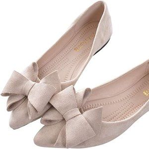 SAILING LU Bow-Knot Ballet Flats Womens Pointy Toe Flat Shoes NEW Never Worn